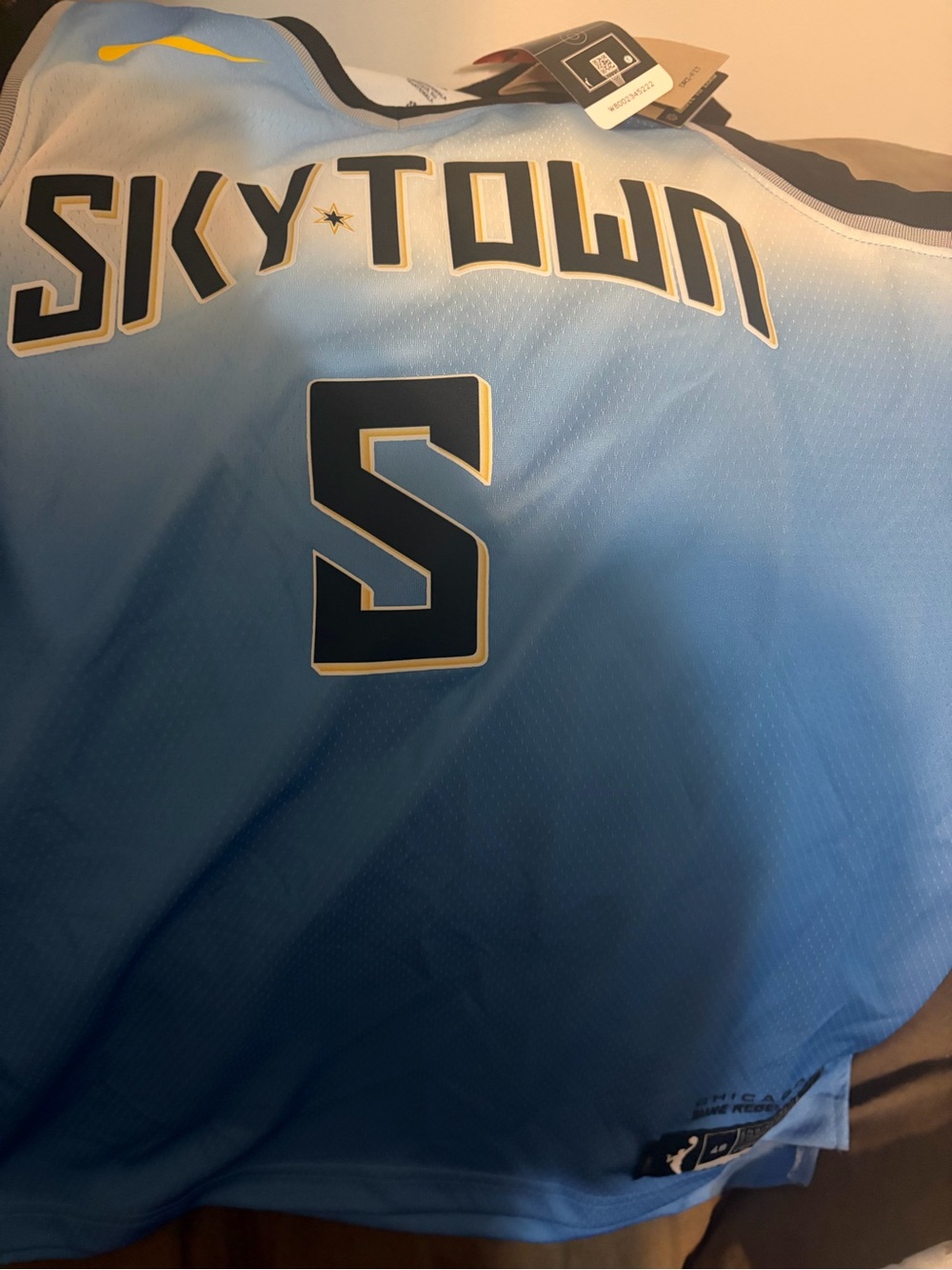 Light Blue SKYTOWN Athletic Jersey with Navy and Gold Details